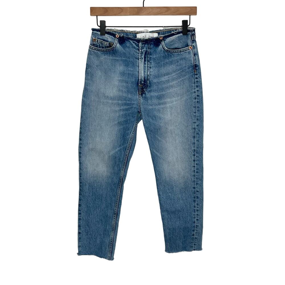 IRO Womens Debyh Raw Cut Frayed Waist Jeans 24 Blue Denim High Rise Raw Hem